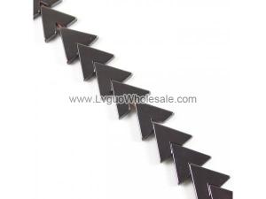 Hematite Bead, Letter V,Grade A, 17x15x3mm, Hole:Approx 0.6mm, Length:16 , 38PCs/Strand, Sold By Strand